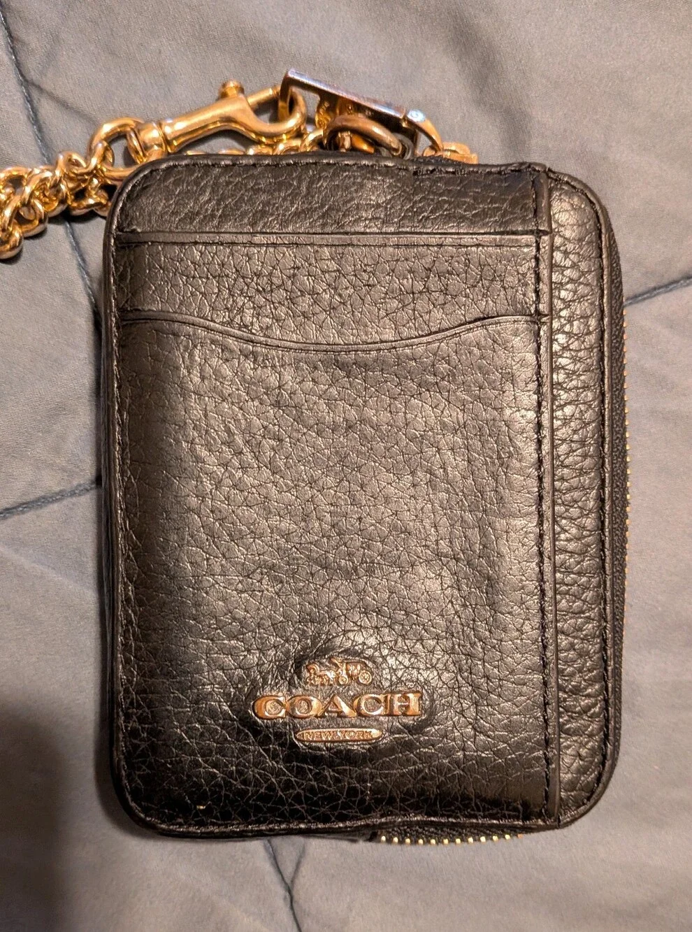 Pebble Leather Cardcase Chain Wallet